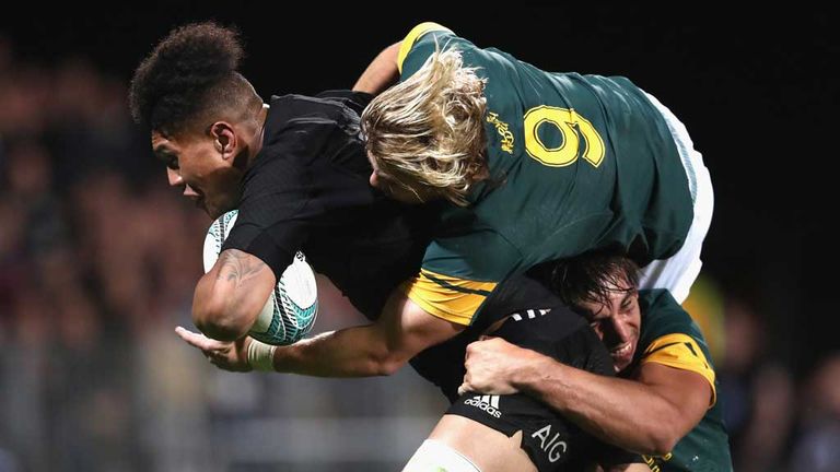 There's no stopping Ardie Savea as he powers over for one of six All Black tries