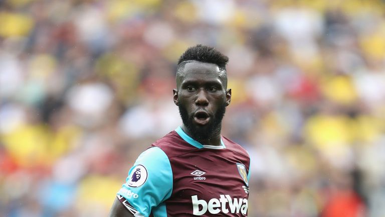 Arthur Masuaku of West Ham United in action during the Premier League match against Watford