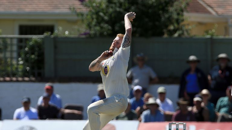 Ben Stokes bowls during day three of the Specsavers County Championship Division One match between Lancashire and Durham