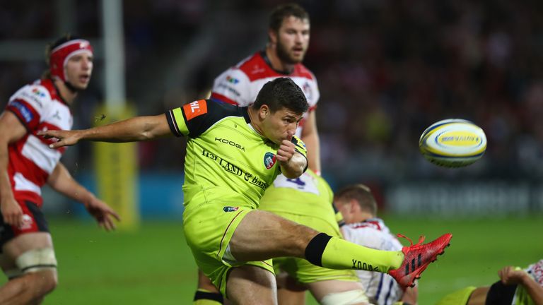 Ben Youngs of Leicester clears during the Aviva Premiership match between Gloucester and Leicester Tigers at Kingsholm 