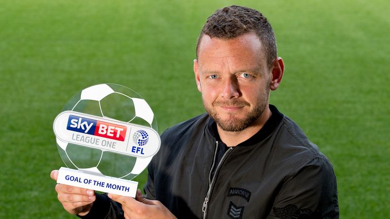 Jay Spearing of Bolton Wanderers with the Sky Bet League One Goal of the Month award