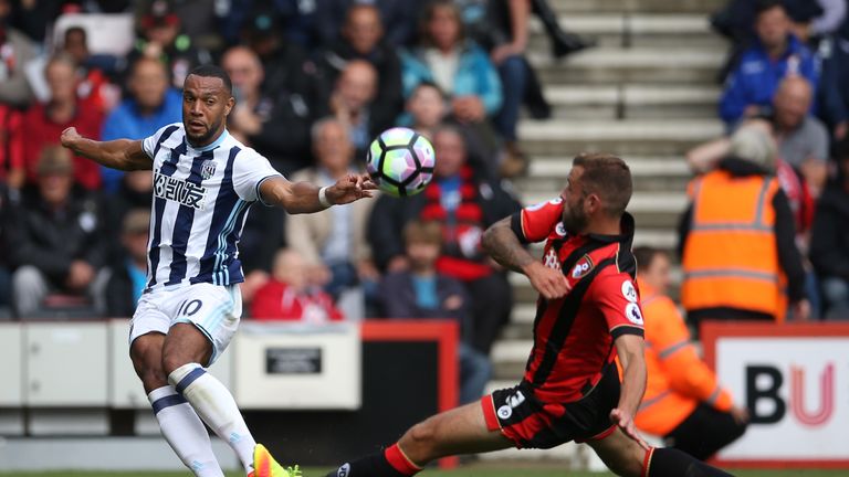 Matt Phillips gets a cross in for West Brom