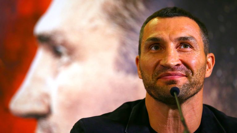 Wladimir Klitschko speaks at a press conference ahead of his World Heavyweight title rematch with Tyson Fury