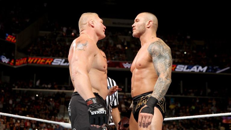 Brock Lesnar bear Randy Orton in their rematch form SummerSlam