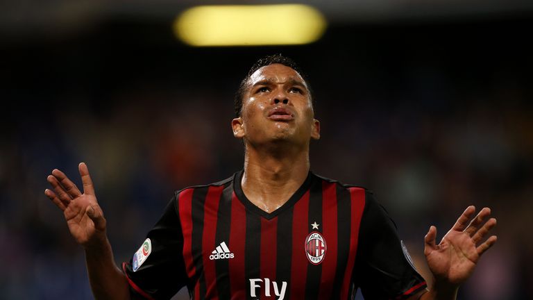 AC Milan forward Carlos Bacca celebrates after scoring against Sampdoria 