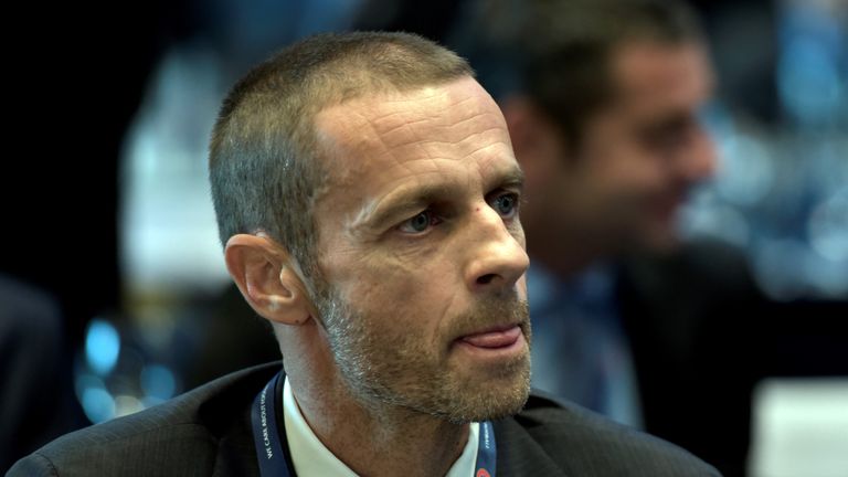 UEFA Presidential candidate, Slovenian Aleksander Ceferin is pictured during the 12th Extraordinary UEFA congress in Lagonissi, some 40 kilometers south of