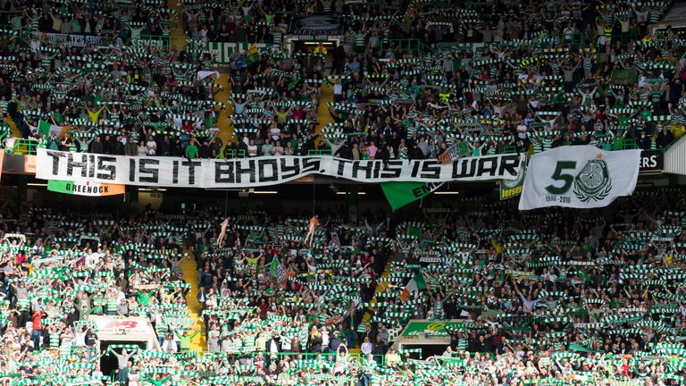 Celtic banner during 5-1 victory over Glasgow rivals Rangers  