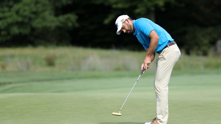 NORTON, MA - SEPTEMBER 04: Charl Schwartzel of South Africa plays a shot on the fourth green during the third round of the Deutsche Bank Championship at TP