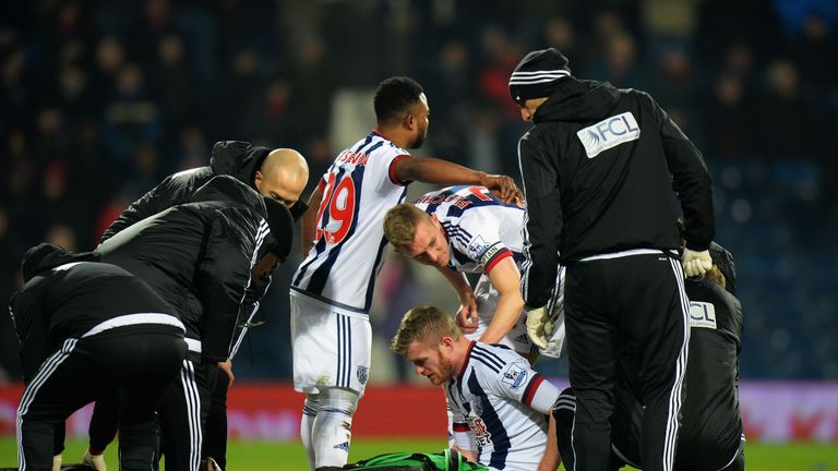 Chris Brunt ruptured a cruciate ligament during West Brom's game against Crystal Palace in February