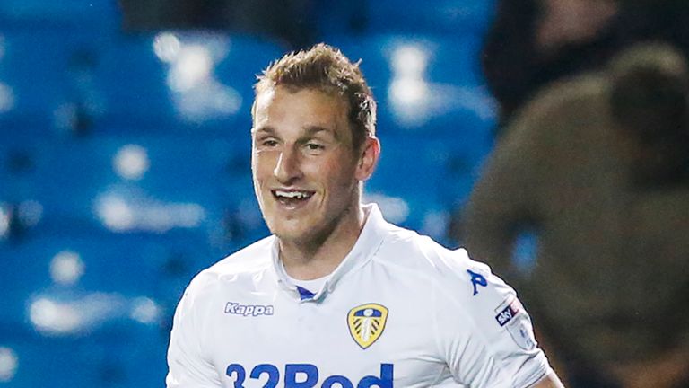 Chris Wood goal celeb, Leeds United v Blackburn, EFL Cup