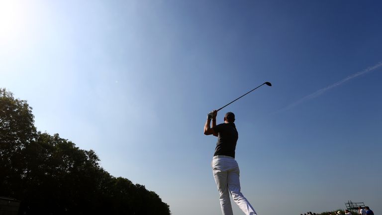 SPIJK, NETHERLANDS - SEPTEMBER 08:  Chris Wood of England hits his tee shot on the 7th during the first round on day one of the KLM Open at The Dutch on Se