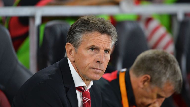 Claude Puel looks on during the UEFA Europa League group K football match between Southampton and Sparta Prague
