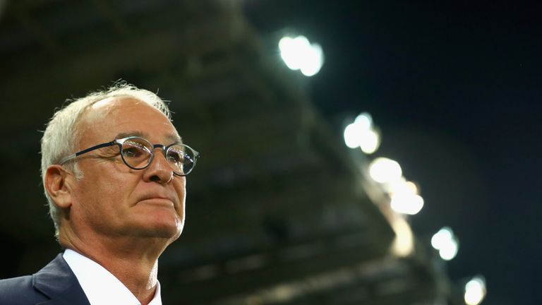 Claudio Ranieri looks on prior to Club Brugge v Leicester