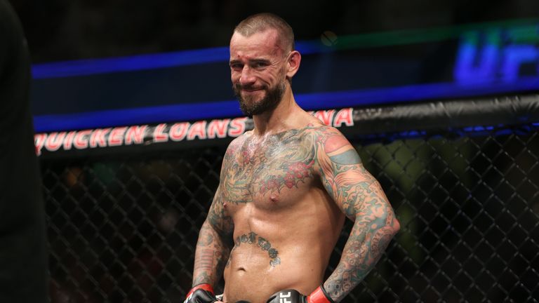 CLEVELAND, OH - SEPTEMBER 10: CM Punk reacts to his loss to Mickey Gall during the UFC 203 event at Quicken Loans Arena on September 10, 2016 in Cleveland,