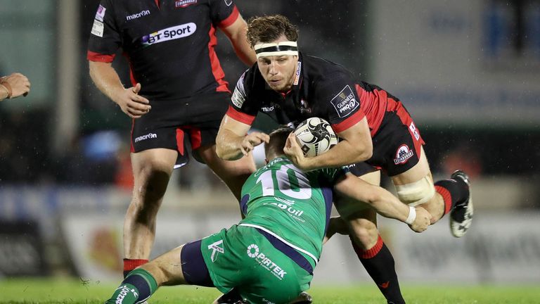 Connacht led 18-10 at half-time in wet conditions in Ireland