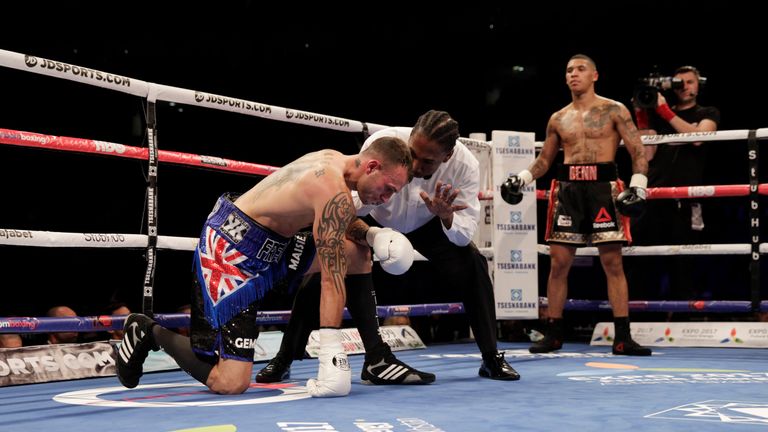 BOXING O2 ARENA, LONDON 10/9/16.PIC;LAWRENCE LUSTIG.SUPER-LIGHTWEIGHT CONTEST.CONOR BENN v JOE DUCKER.