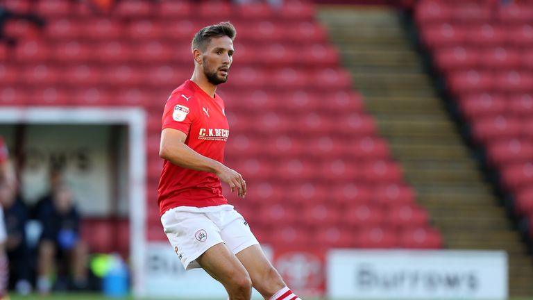 BARNSLEY, ENGLAND - AUGUST 09:  Conor Hourihane of Barnsley in action duriing during the EFL Cup match between Barnsley and Northampton Town at Oakwell Sta
