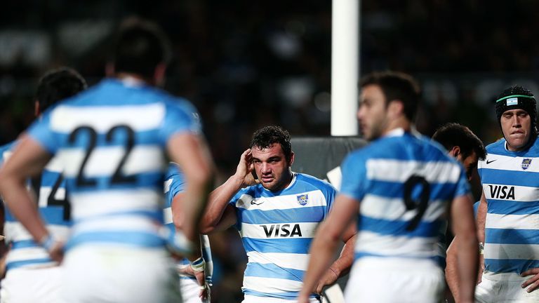 Agustin Creevy of Argentina reacts during the Rugby Championship match against New Zealand