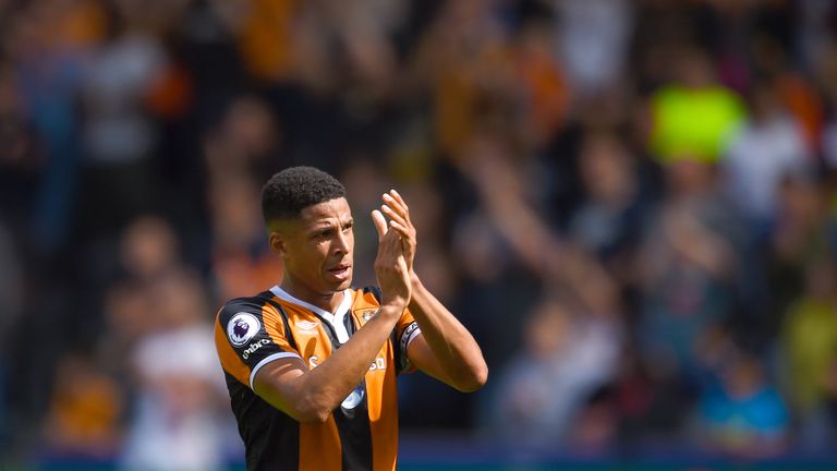 Hull City's Curtis Davies celebrates victory against Leicester City