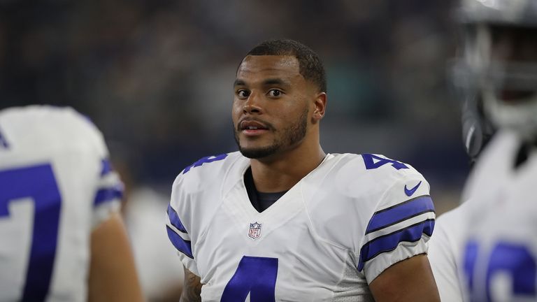 ARLINGTON, TX - AUGUST 19:  Dak Prescott #4 of the Dallas Cowboys during a preseason game against the Miami Dolphins at AT&T Stadium on August 19, 2016 in 