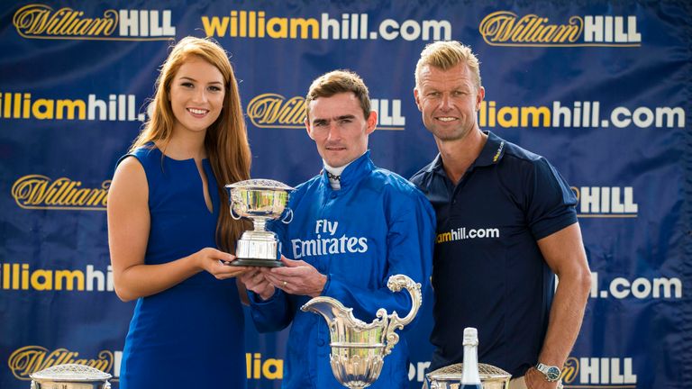 Daniel Tudhope celebrates winning  the Doonside Cup