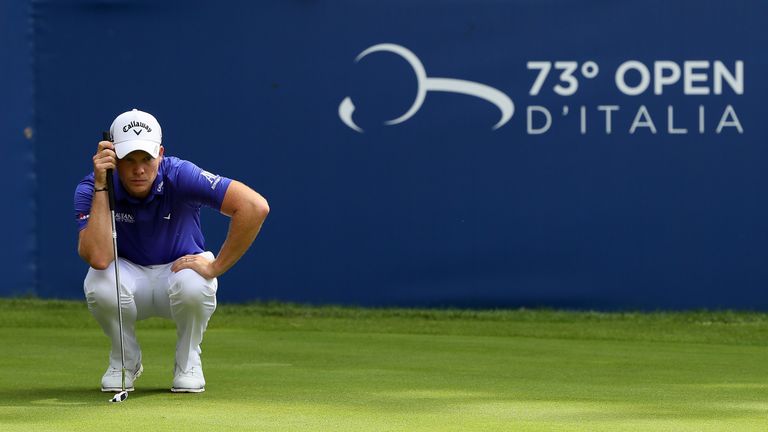 MONZA, ITALY - SEPTEMBER 16:  Danny Willett of England lines up a putt on the 18th hole during day two of the Italian Open at Golf Club Milano - Parco Real