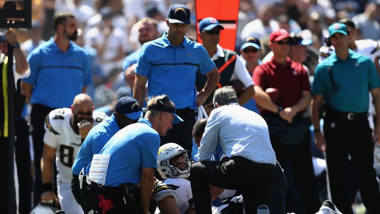 Coaches come to Danny Woodhead's aid after he was hurt on Sunday
