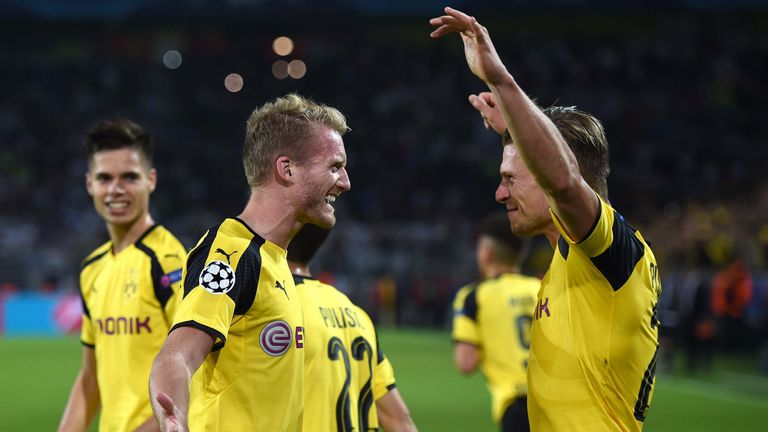Dortmund André Schurrle celebrates after scoring the equaliser