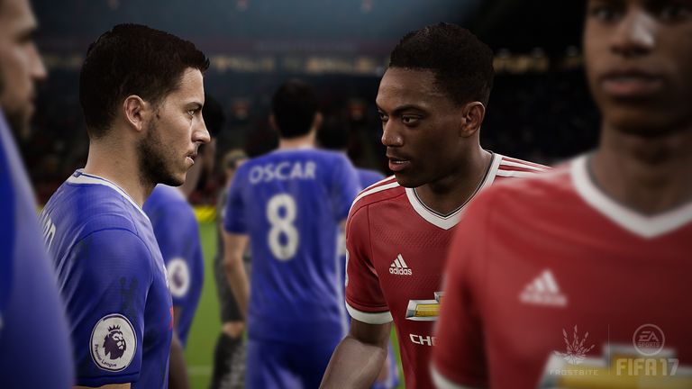 Eden Hazard [left] and Anthony Martial [right] face off