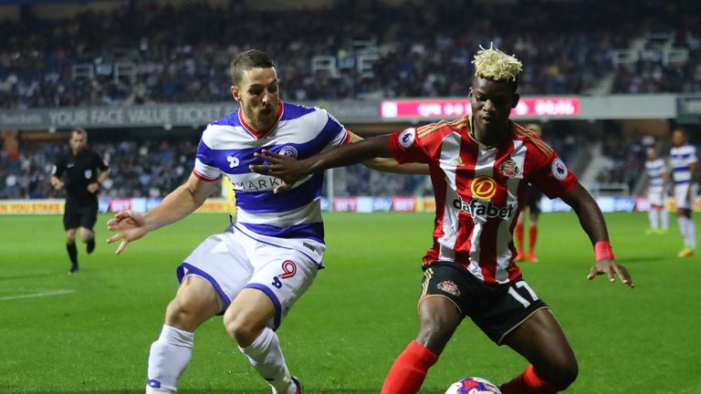 Jeremain Lens of Sunderland and Conor Washington of QPR in action