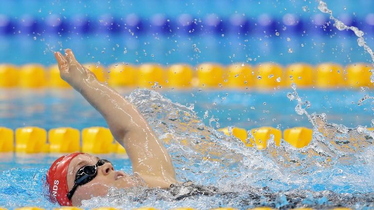 RIO DE JANEIRO, BRAZIL - SEPTEMBER 12:  Eleanor Simmonds of Great Britain competes in the women's 200 meter individual medley SM6 heat 1 at the Olympic Aqu