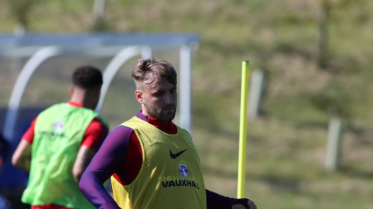 England's Luke Shaw during a training session at St George's Park