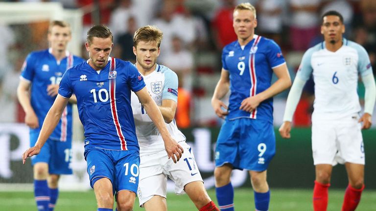 Eric Dier (17) in action for England against Iceland at Euro 2016
