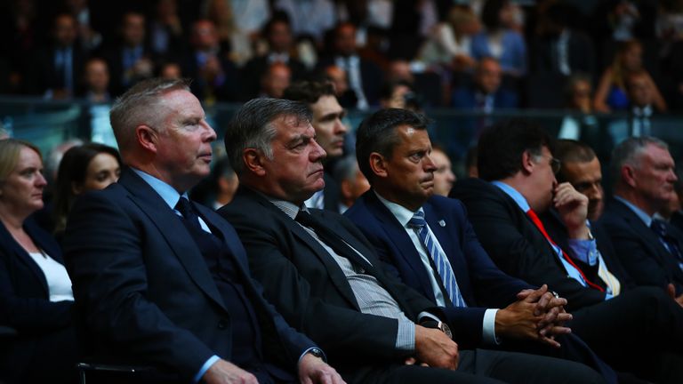 England manager Sam Allardyce is flanked by his assistant Sammy Lee and FA chief executive Martin Glenn at the Euro 2020 launch event