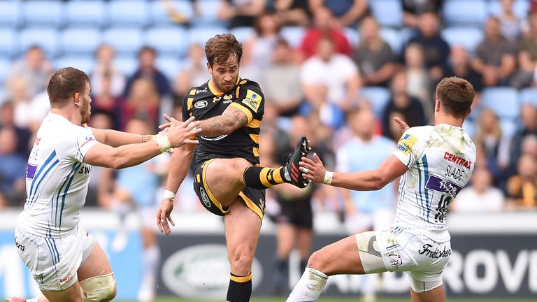 Wasps' Danny Cipriani has kick charged down