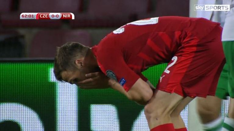 Filip Novak misses a sitter for Czech Republic in their 0-0 draw with Northern Ireland.