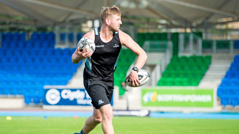 Glasgow Warriors fly-half Finn Russell during a training session