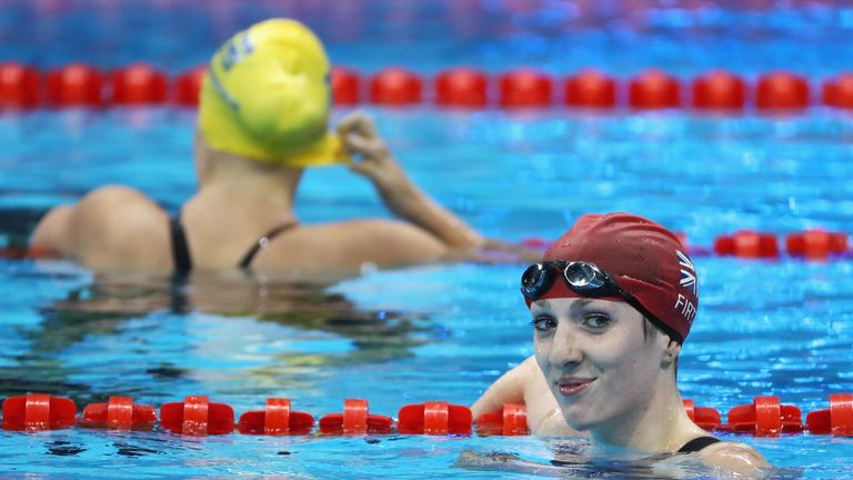 Bethany Firth of Great Britain celebrates winning the gold