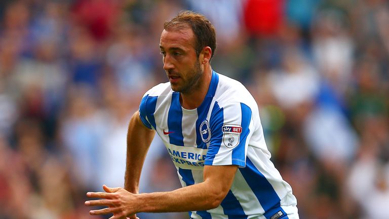 BRIGHTON, ENGLAND - SEPTEMBER 24:  Glenn Murray of Brighton & Hove Albion celebrates after scoring the opening goal during the Sky Bet Championship match b