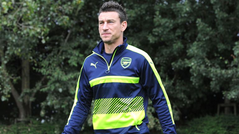 Laurent Koscielny during a training session at London Colney