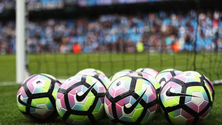 MANCHESTER, ENGLAND - AUGUST 13: The new nike preimer leauge footballs during the Premier League match between Manchester City and Sunderland at Etihad Sta