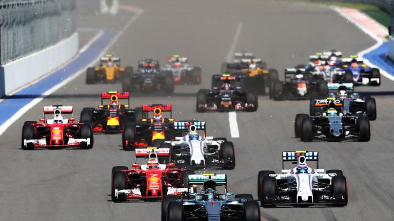 Nico Rosberg leads the Russian Grand Prix from the start