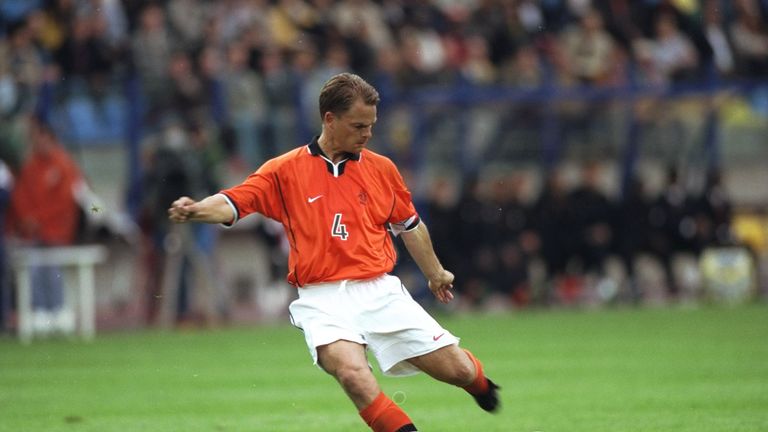 27 May 1998:  Frank de Boer of Holland in action during a match against Cameroon at the Gelredome Stadium in Arnhem, Holland. The match ended in a 0-0 draw