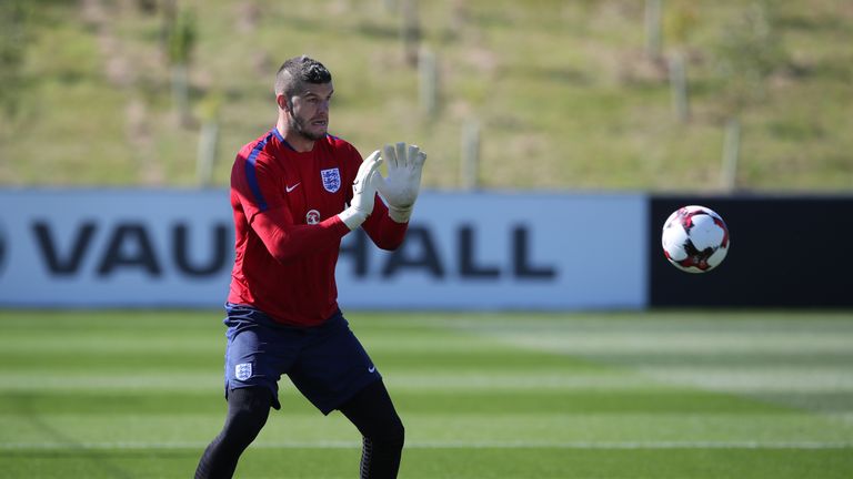 England goalkeeper Fraser Forster during a training session at St George's Park, Burton. PRESS ASSOCIATION Photo. Picture date: Tuesday August 30, 2016. Se
