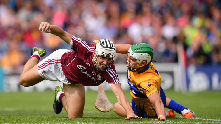 Daithí Burke in action against Aron Shanagher of Clare 