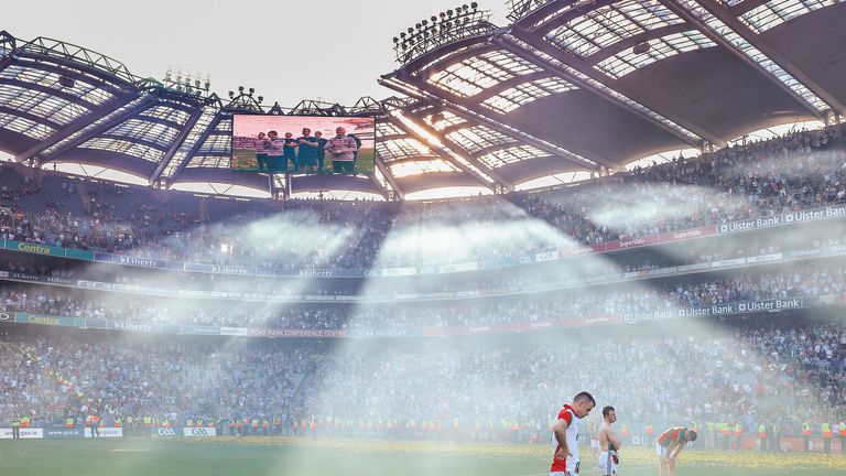 Mayo goalkeeper Robert Hennelly (left), Colm Boyle and Aidan O'Shea after their 2013 All-Ireland final loss to Dublin