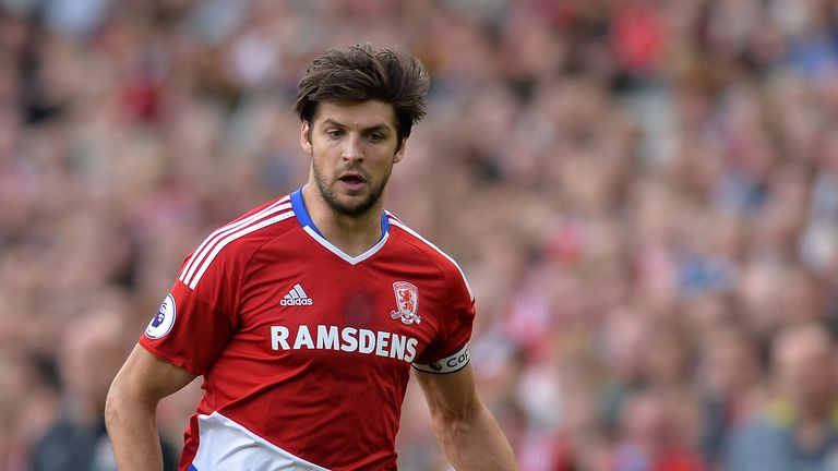 George Friend of Middlesbrough in action against Crystal Palace