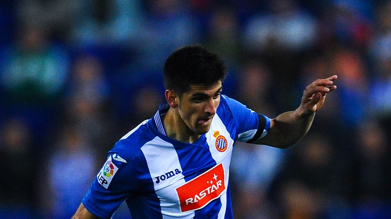 BARCELONA, SPAIN - APRIL 19:  Gerard Moreno of RCD Espanyol runs with the ball during the La Liga match between Real CD Espanyol and Celta Vigo at Cornella