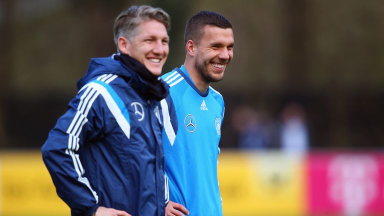 Bastian Schweinsteiger (L) and Lukas Podolski