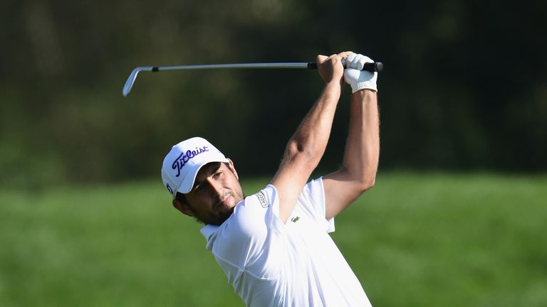 PASSAU, GERMANY - SEPTEMBER 24:  Alexander Levy of France plays an iron shot during the second round on day three of the Porsche European Open at Golf Reso